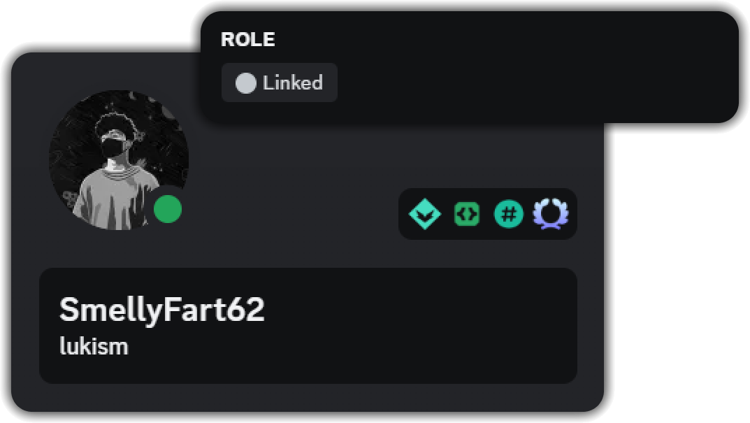 A user with a linked Discord role and a nickname that reflects their player username.