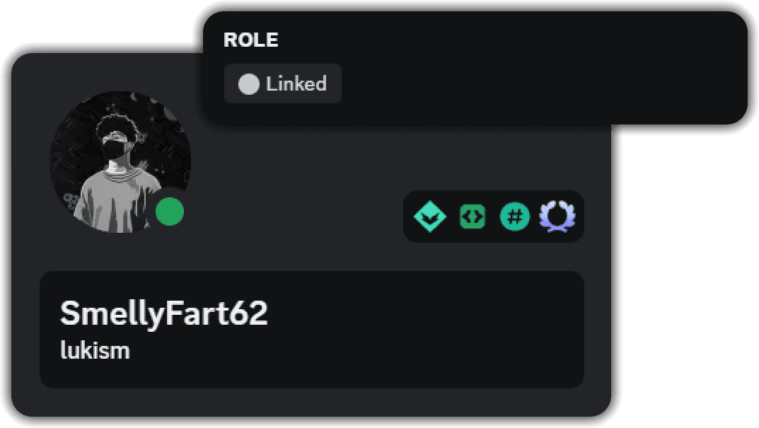 A user with a linked Discord role and a nickname that reflects their player username.